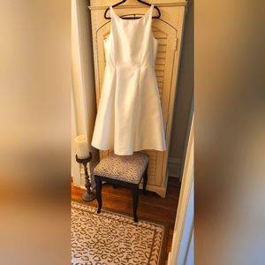 Sleeveless Mikado Fit and Flare Midi Dress w V-Back in Ivory: Adrianna Papell